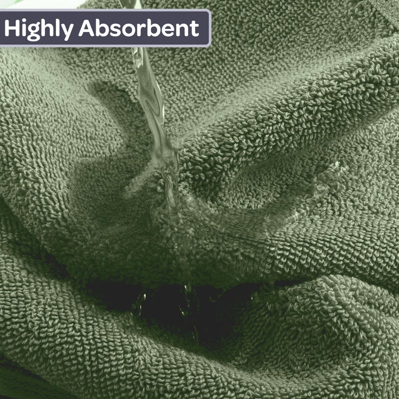 Lavish Home 6 Piece Bathroom Towels Set - 625GSM 100% Cotton Bathroom Essentials with 2 Absorbent Wash Cloths, 2 Hand Cloths, and 2 Bath Towel for Shower, Gym, Dorm and Spa (Green) - Image 3